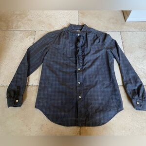 Vintage 70s / 80s JG Hook Grey Checked Plaid Ruffle Buttondown 10